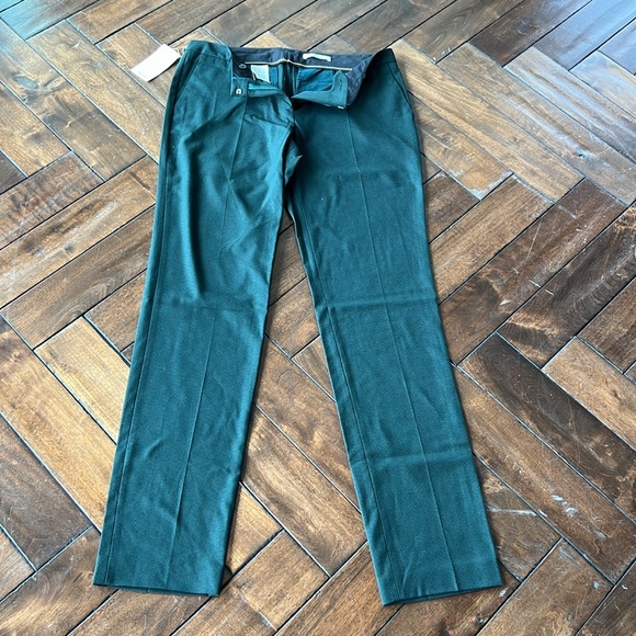 🇺🇸🇺🇸Hugo boss size 8 TITANA5 textured green unhemmed plain front trouser - Picture 1 of 16